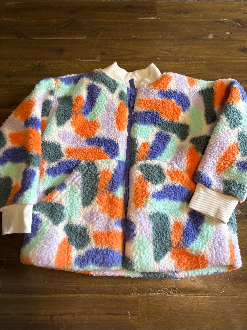 Open Edit Warm Zip Jacket Colorful Faux Sherpa Soft 3T Soft Winter